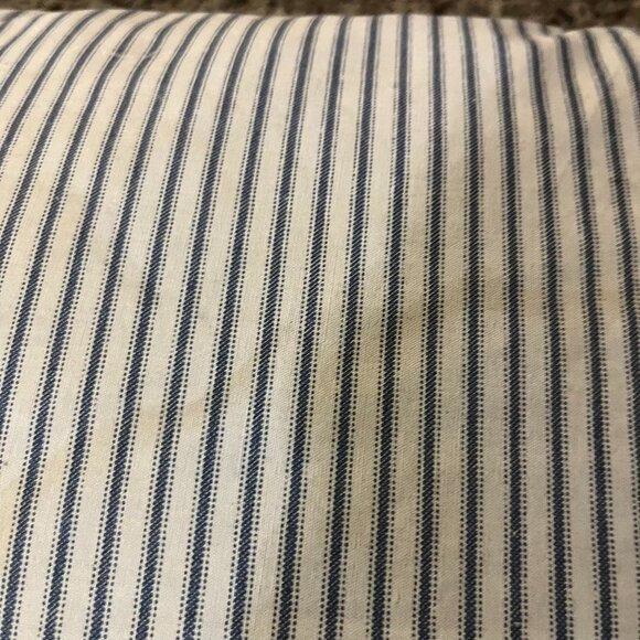 Vintage Handmade Feather Pillow Farmhouse Blue Ticking Used - Picture 10 of 16